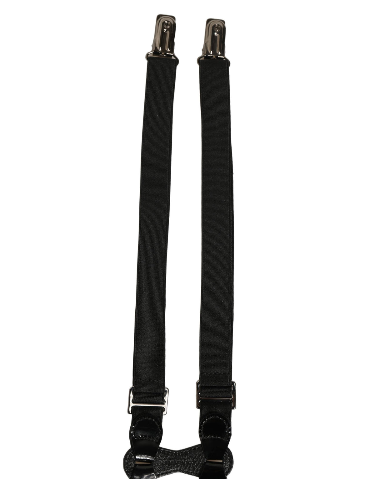 Dolce & Gabbana Black Adjustable Silver Metal Clips Suspenders schwarz