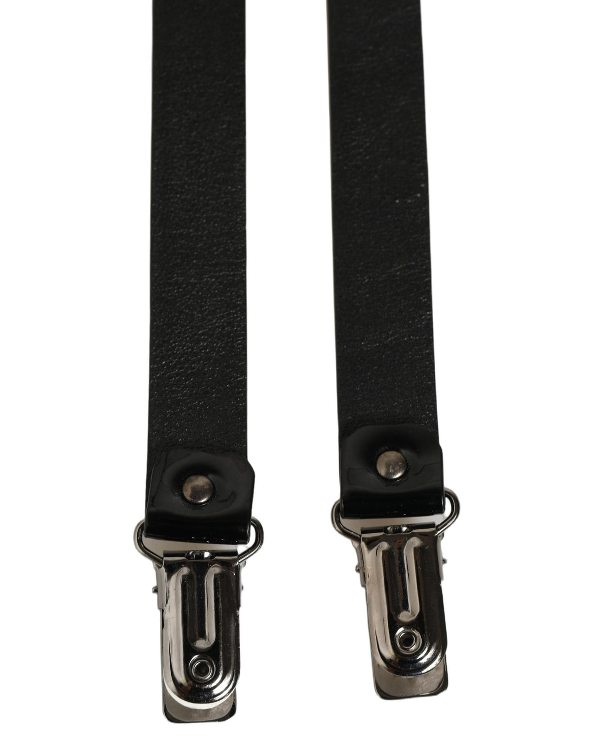 Dolce & Gabbana Black Adjustable Silver Metal Clips Suspenders schwarz