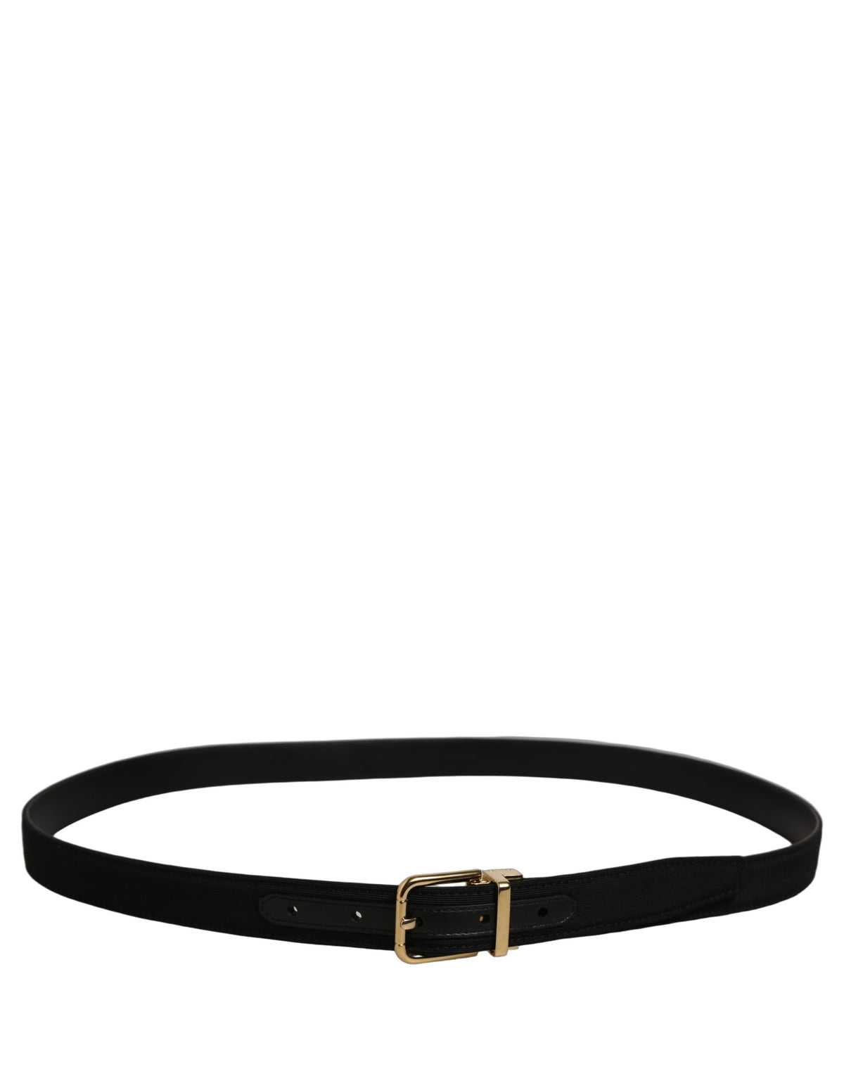 Dolce & Gabbana Black Canvas Leather Gold Metal Buckle Belt schwarz