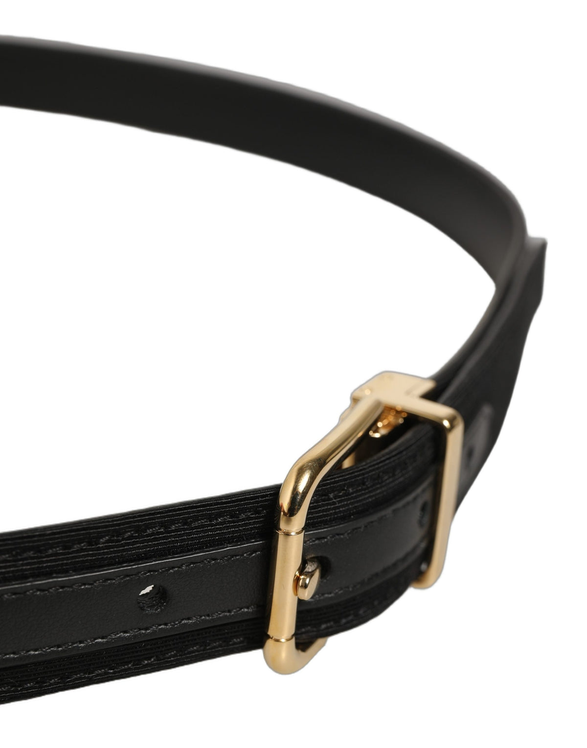 Dolce & Gabbana Black Canvas Leather Gold Metal Buckle Belt schwarz