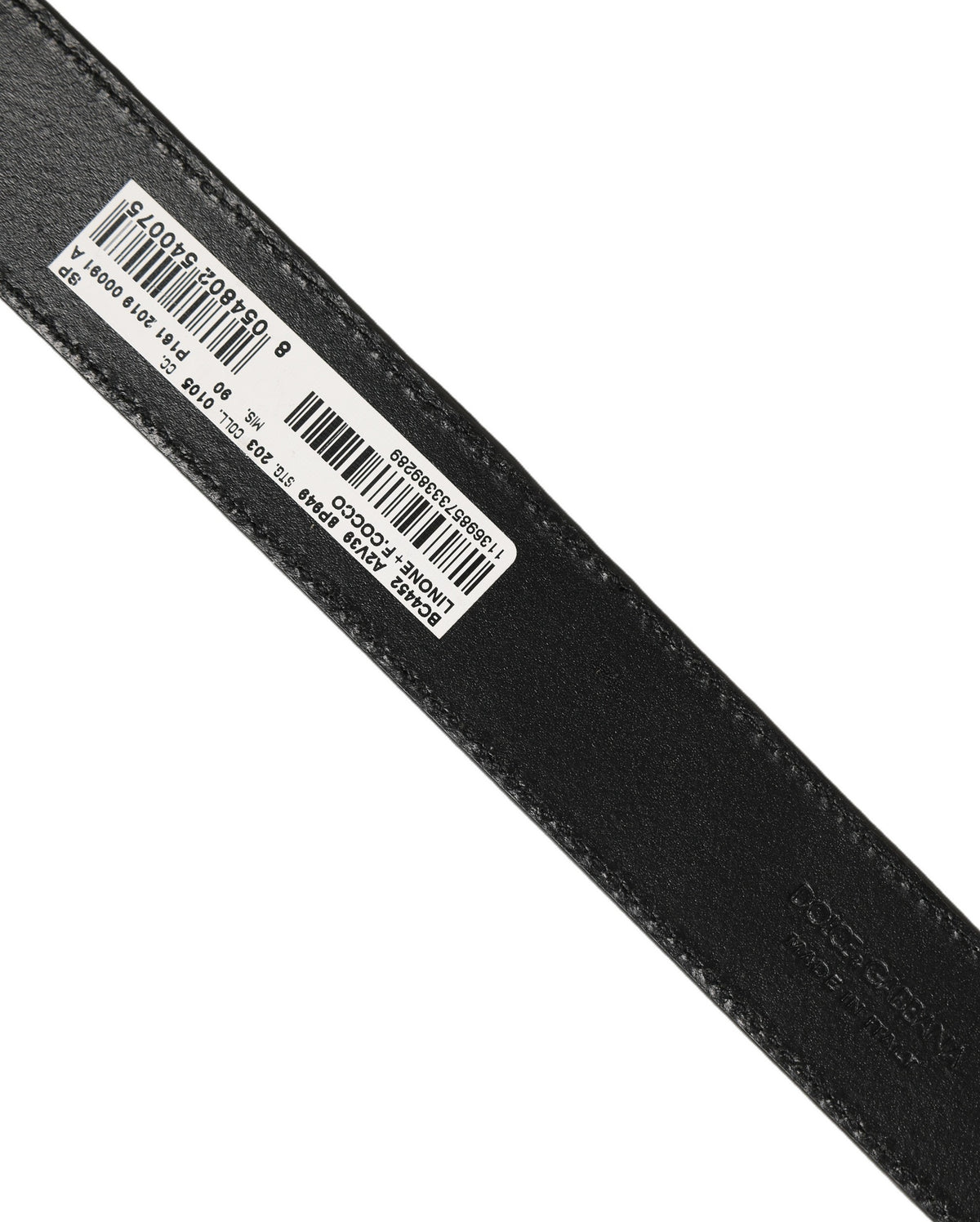Dolce & Gabbana Beige Black Woven Leather Metal Buckle Belt schwarz