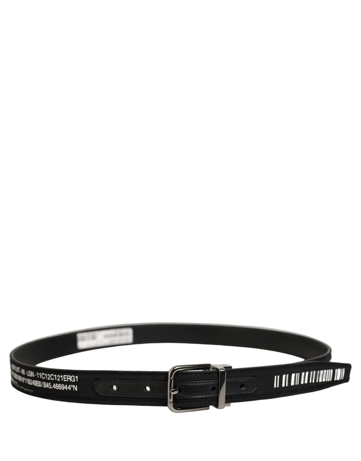 Dolce & Gabbana Black Leather Barcode Silver Buckle Belt schwarz