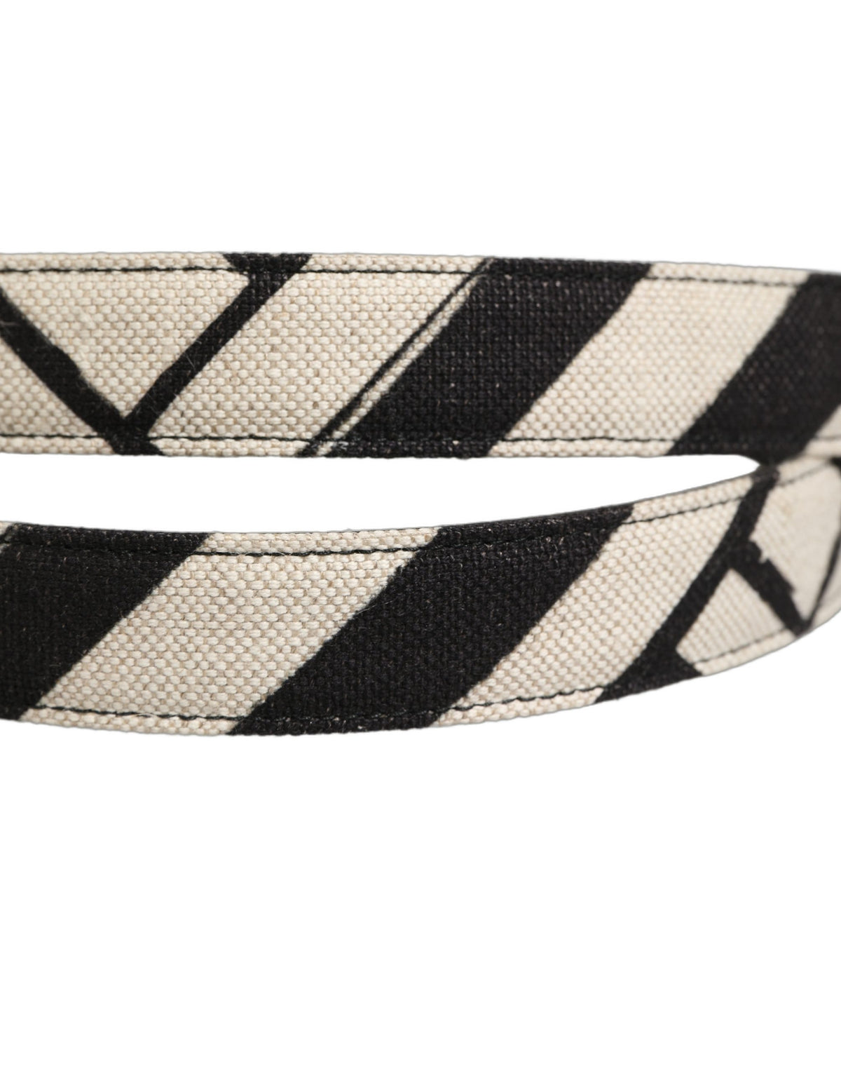 Dolce & Gabbana Black Ivory Silver Tone Metal Buckle Belt schwarz