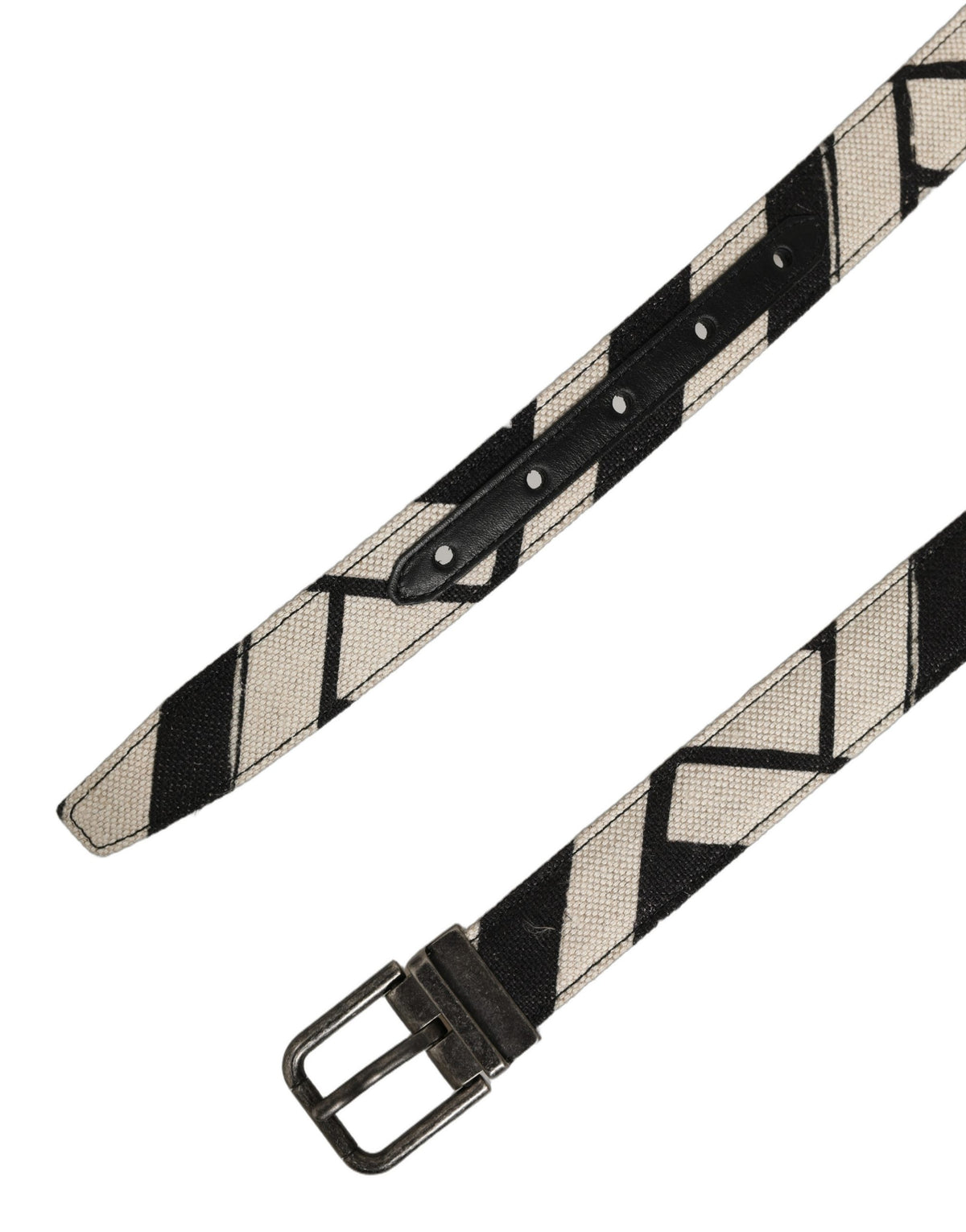 Dolce & Gabbana Black Ivory Silver Tone Metal Buckle Belt schwarz
