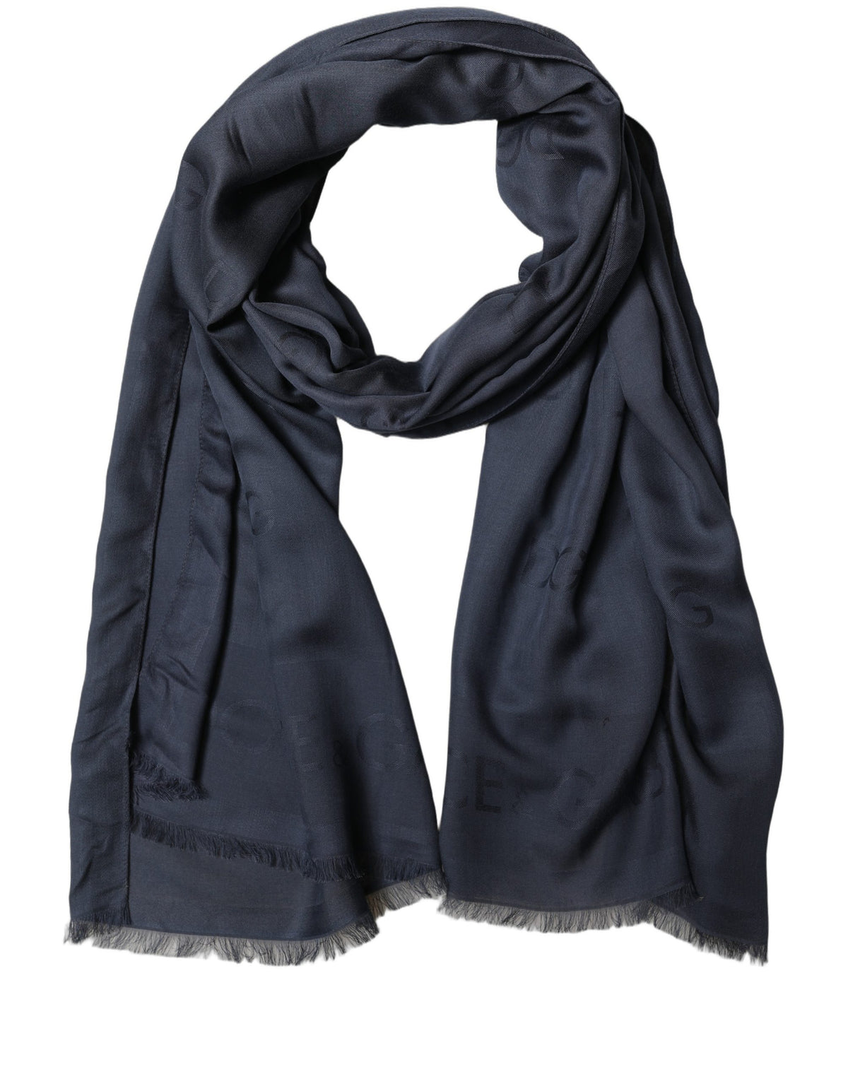 Dolce & Gabbana Dark Blue Modal Frayed Edge Lace Stole Scarf marineblau