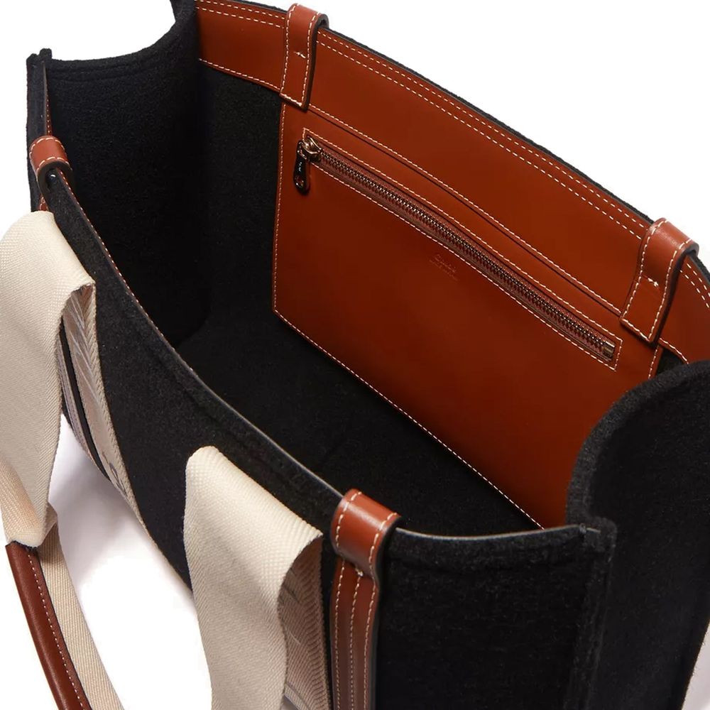Chloé Black Wool Tote Bag schwarz