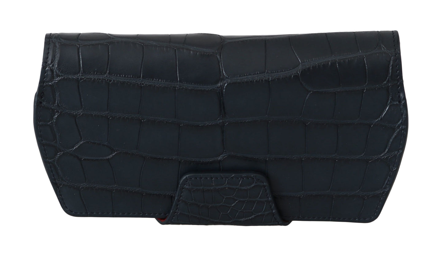 Dolce & Gabbana Blue Crocodile Eyewear Sunglasses Case Cover Pouch Curated Luxury Accessories by Orvyn