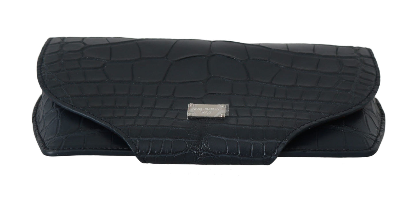 Dolce & Gabbana Blue Crocodile Eyewear Sunglasses Case Cover Pouch Curated Luxury Accessories by Orvyn