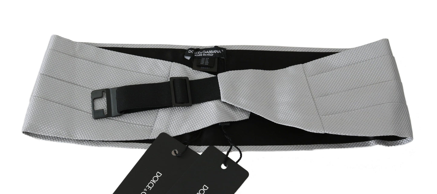 Dolce & Gabbana Gray Men Waist Belt 100% Silk Cummerbund grau