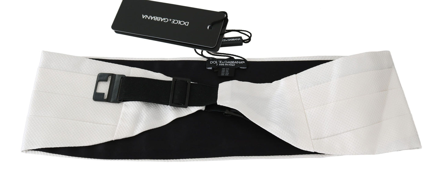 Dolce & Gabbana White Men Waist Belt 100% Silk Cummerbund Curated Luxury Accessories by Orvyn