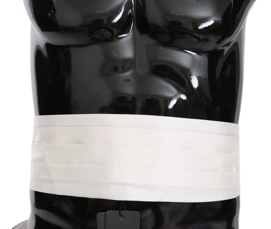 Dolce & Gabbana White Men Waist Belt 100% Silk Cummerbund Curated Luxury Accessories by Orvyn