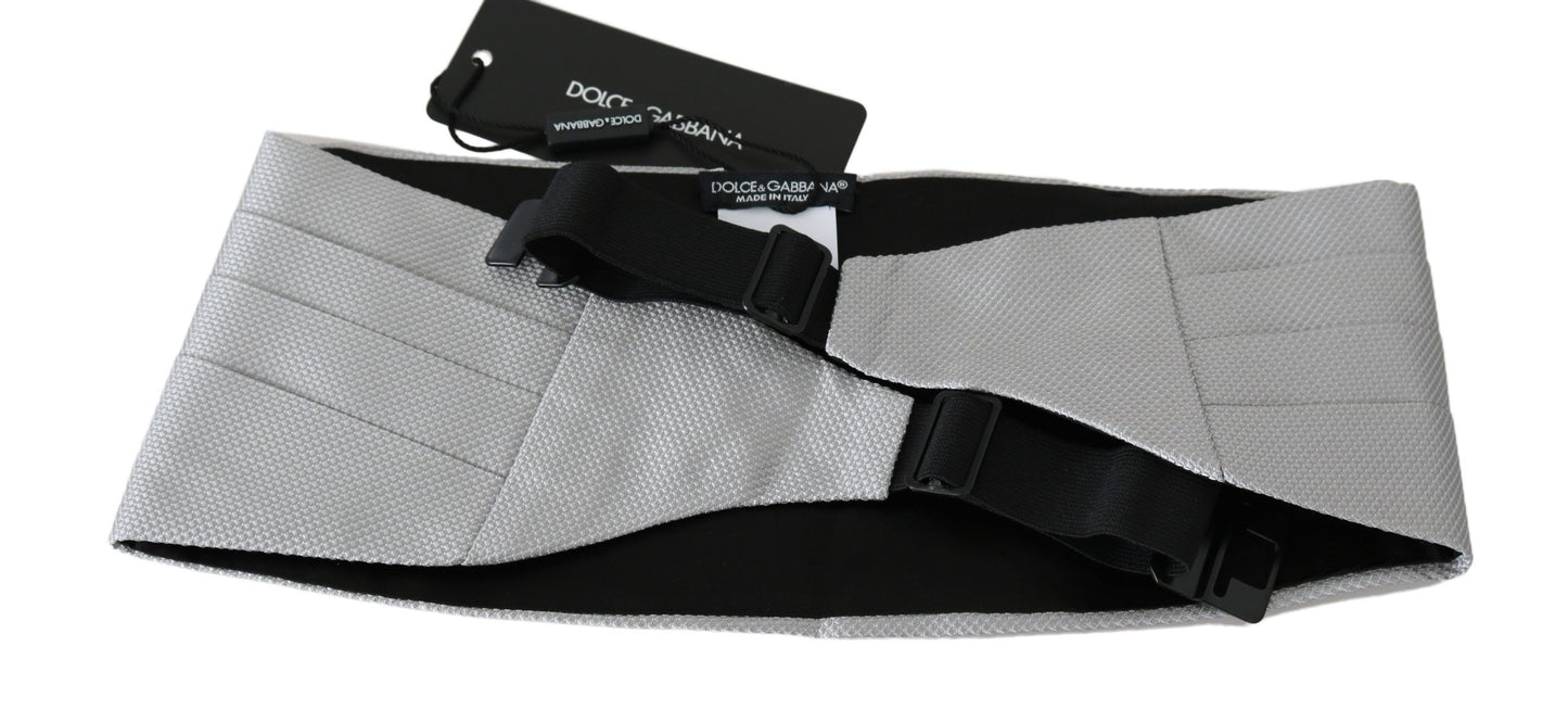 Dolce & Gabbana Gray Men Waist Belt 100% Silk Cummerbund grau