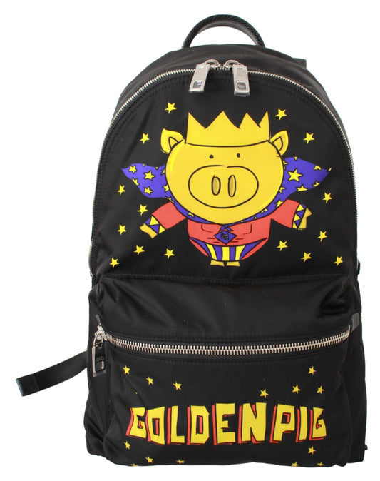 Dolce & Gabbana Black Golden Pig of the Year School Backpack Curated Luxury Accessories by Orvyn
