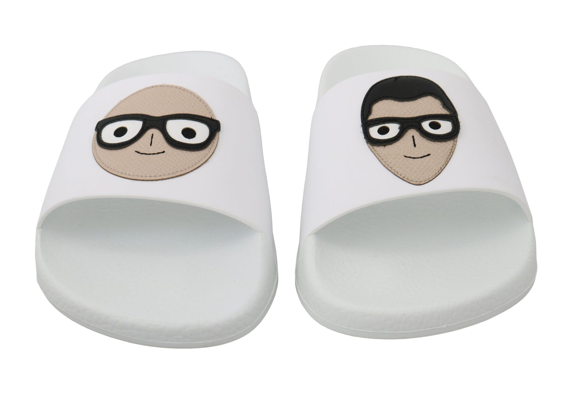 Dolce & Gabbana White Leather #dgfamily Slides Shoes Sandals Curated Luxury Accessories by Orvyn