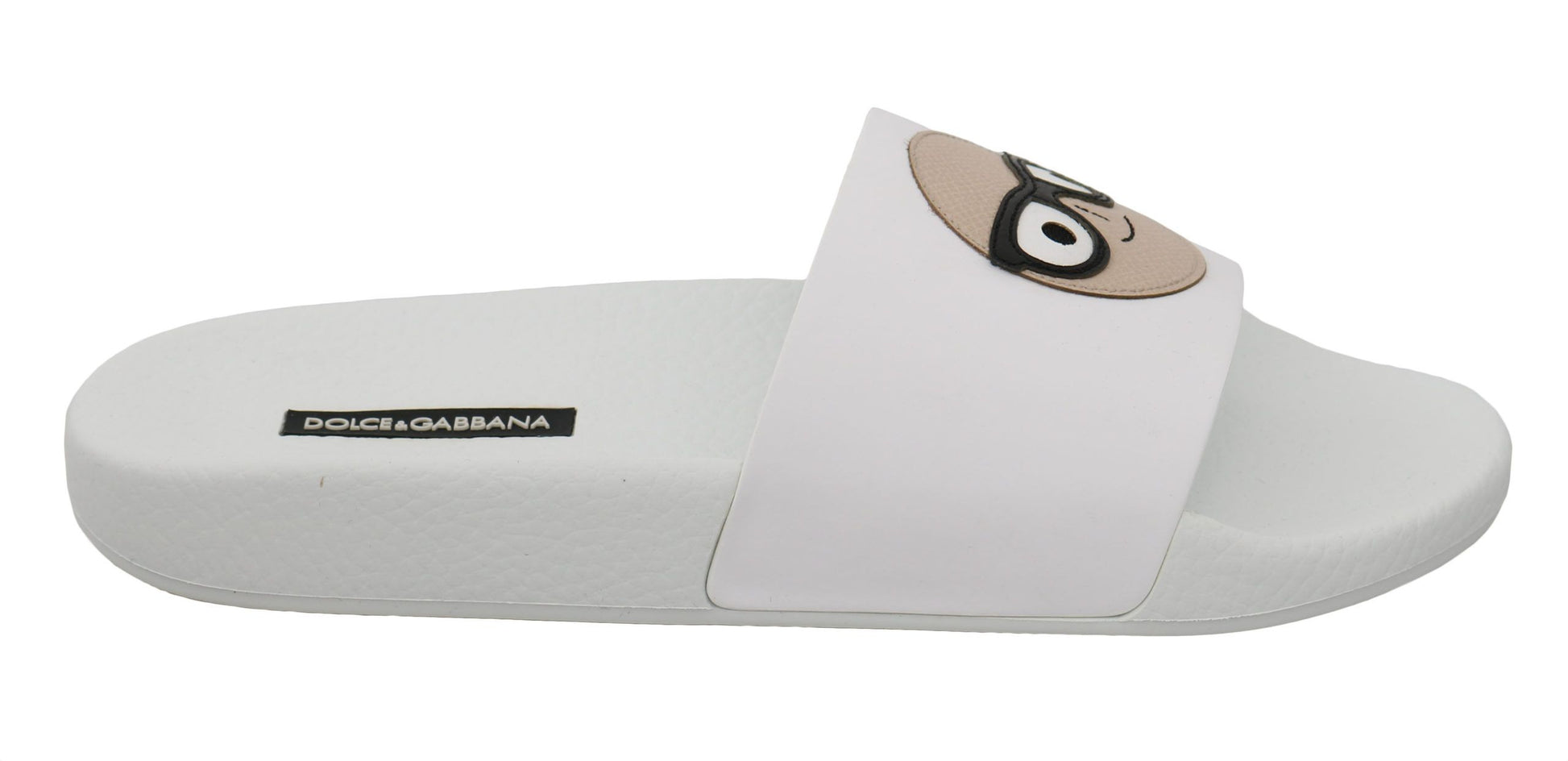 Dolce & Gabbana White Leather #dgfamily Slides Shoes Sandals Curated Luxury Accessories by Orvyn