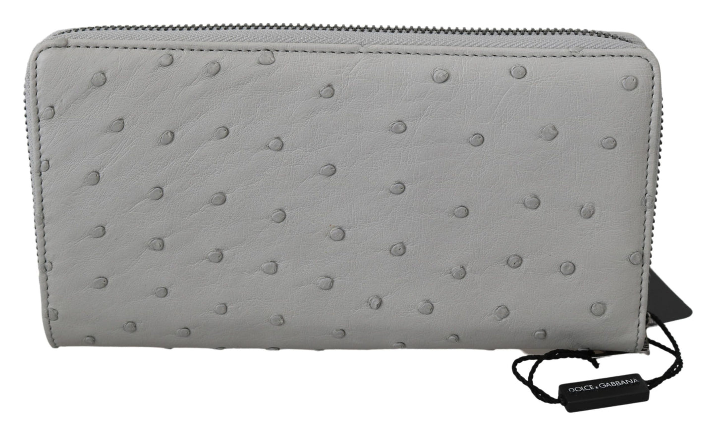 Dolce & Gabbana White Ostrich Leather Continental Mens Clutch Wallet Curated Luxury Accessories by Orvyn