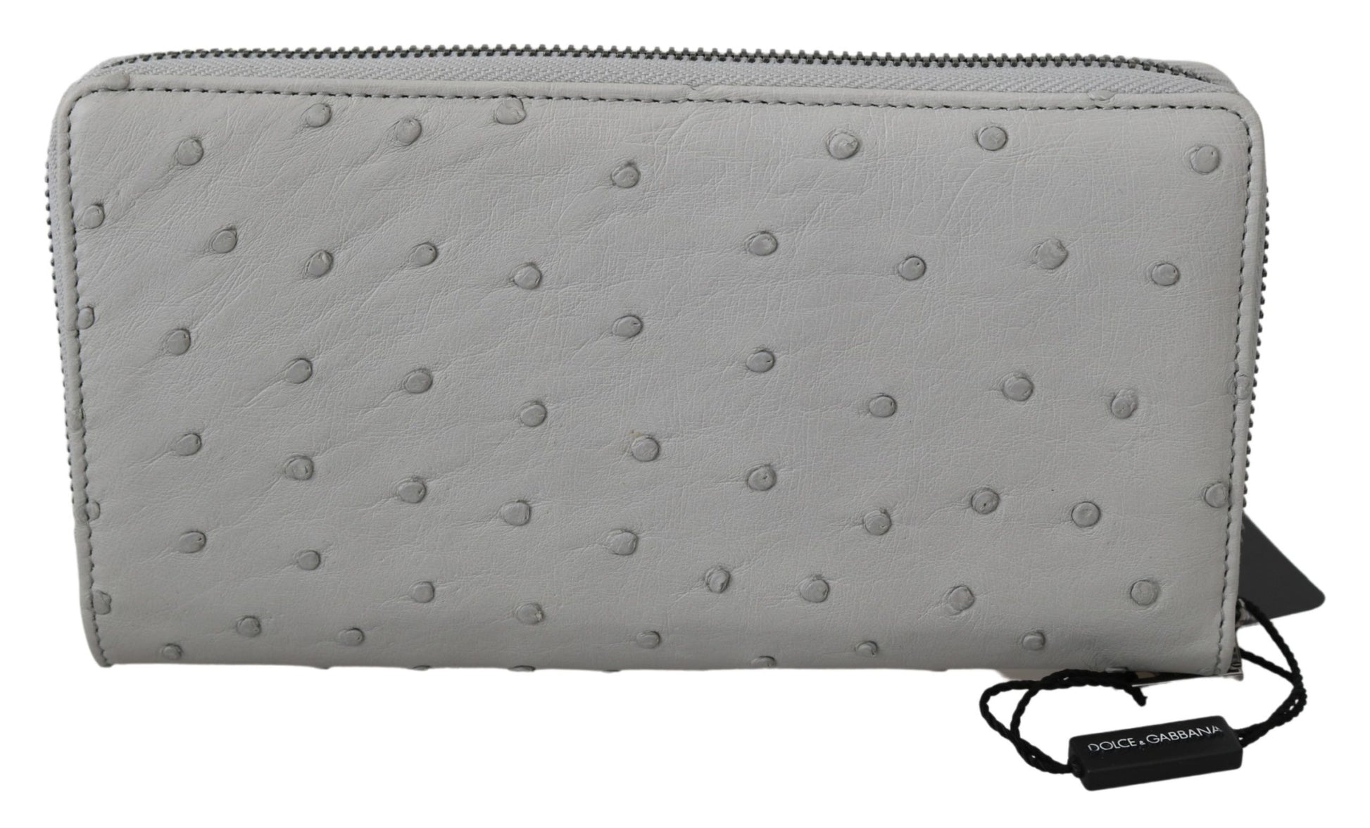 Dolce & Gabbana White Ostrich Leather Continental Mens Clutch Wallet Curated Luxury Accessories by Orvyn