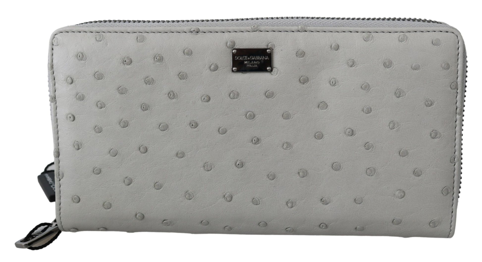 Dolce & Gabbana White Ostrich Leather Continental Mens Clutch Wallet Curated Luxury Accessories by Orvyn