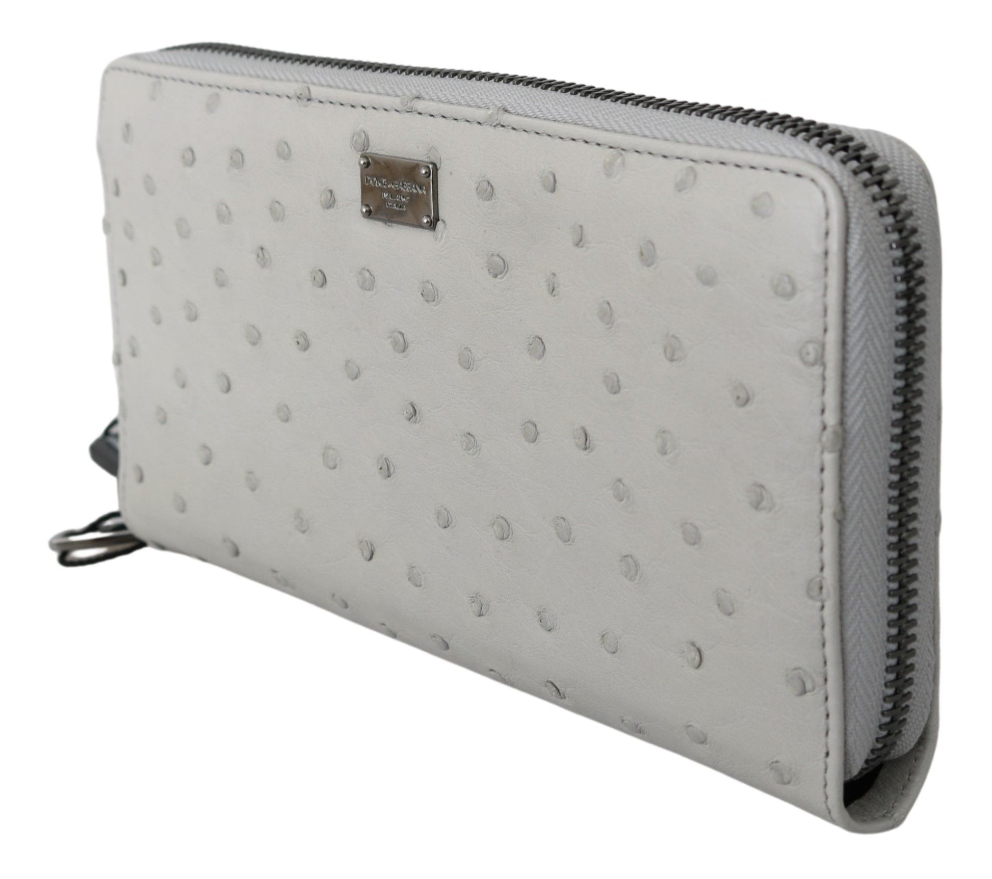 Dolce & Gabbana White Ostrich Leather Continental Mens Clutch Wallet Curated Luxury Accessories by Orvyn