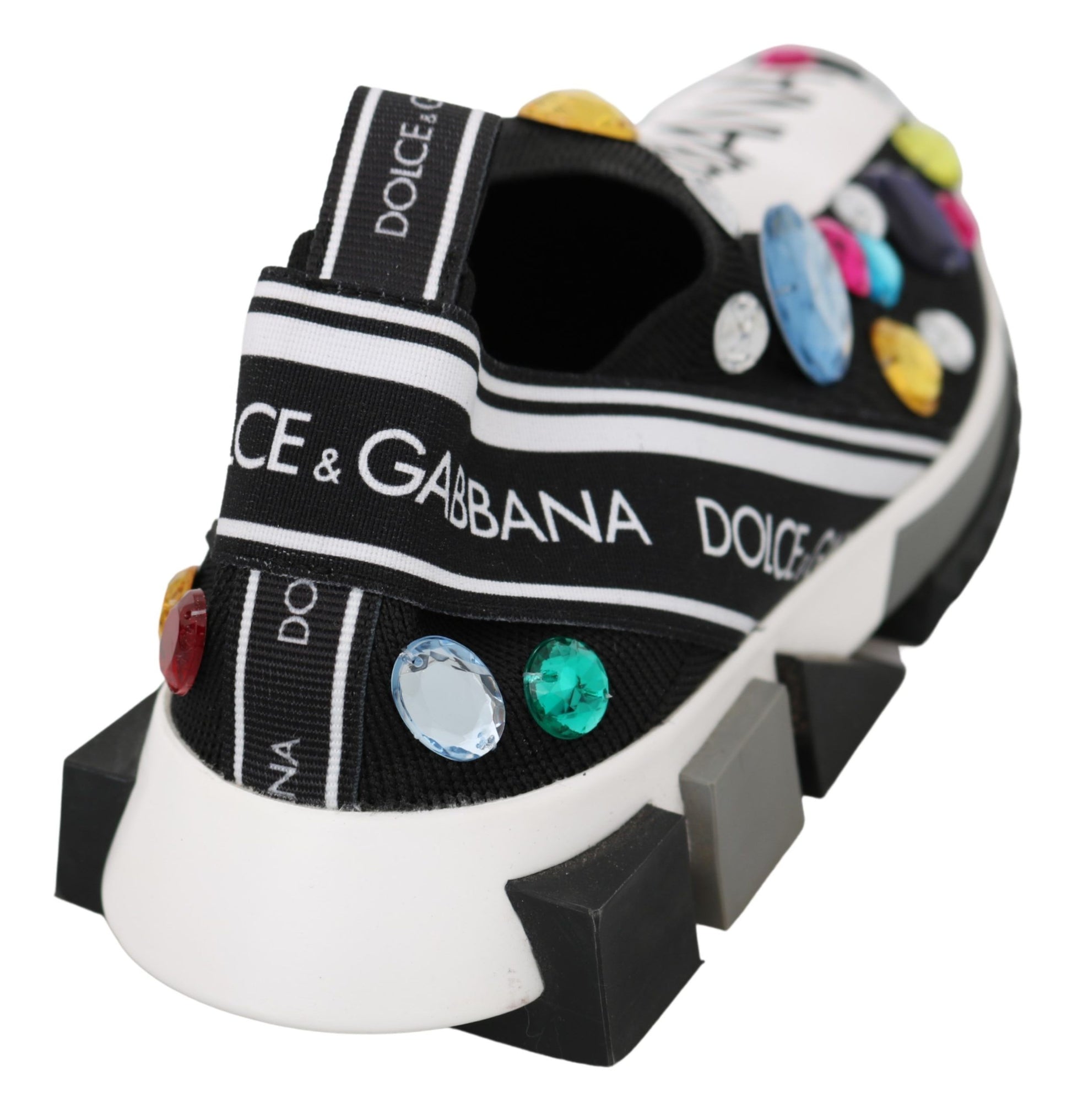 Dolce & Gabbana Black Multicolor Crystal Sneakers Shoes Curated Luxury Accessories by Orvyn