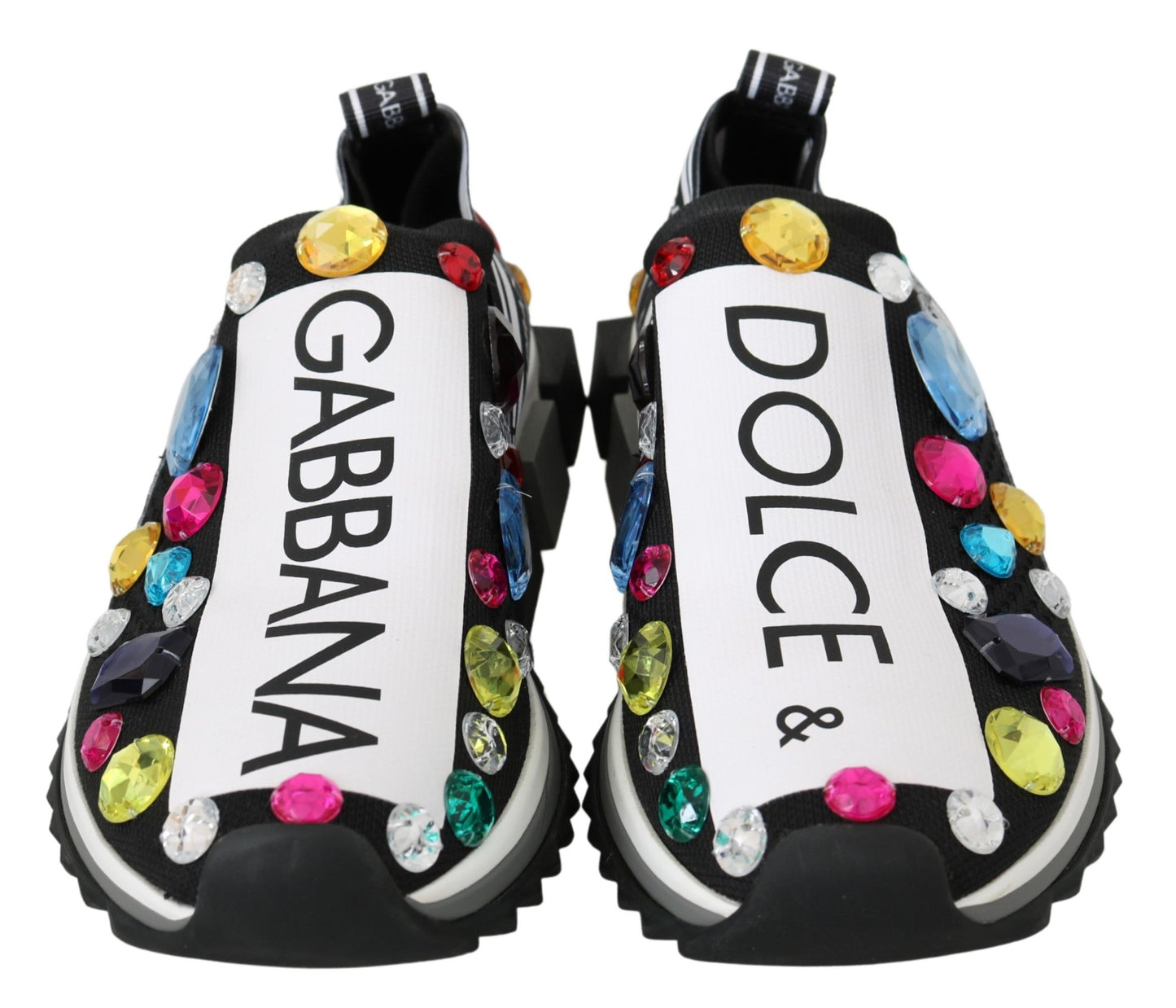 Dolce & Gabbana Black Multicolor Crystal Sneakers Shoes Curated Luxury Accessories by Orvyn