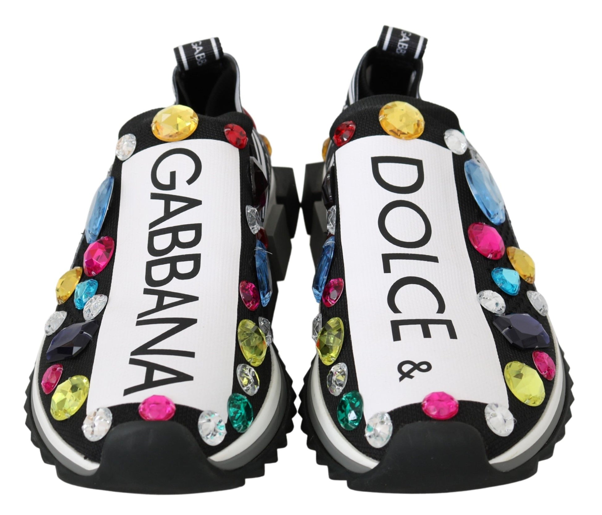 Dolce & Gabbana Black Multicolor Crystal Sneakers Shoes Curated Luxury Accessories by Orvyn