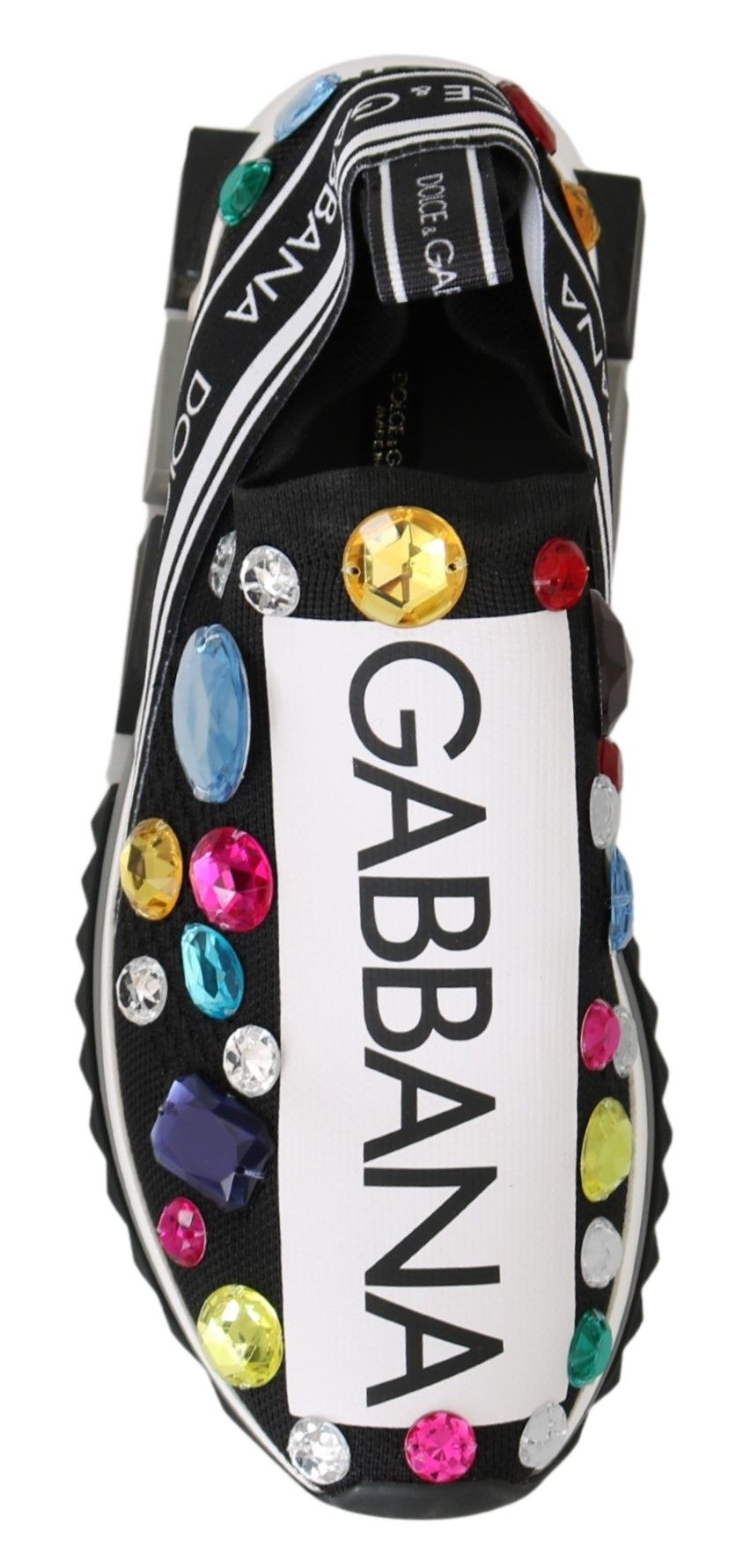 Dolce & Gabbana Black Multicolor Crystal Sneakers Shoes Curated Luxury Accessories by Orvyn