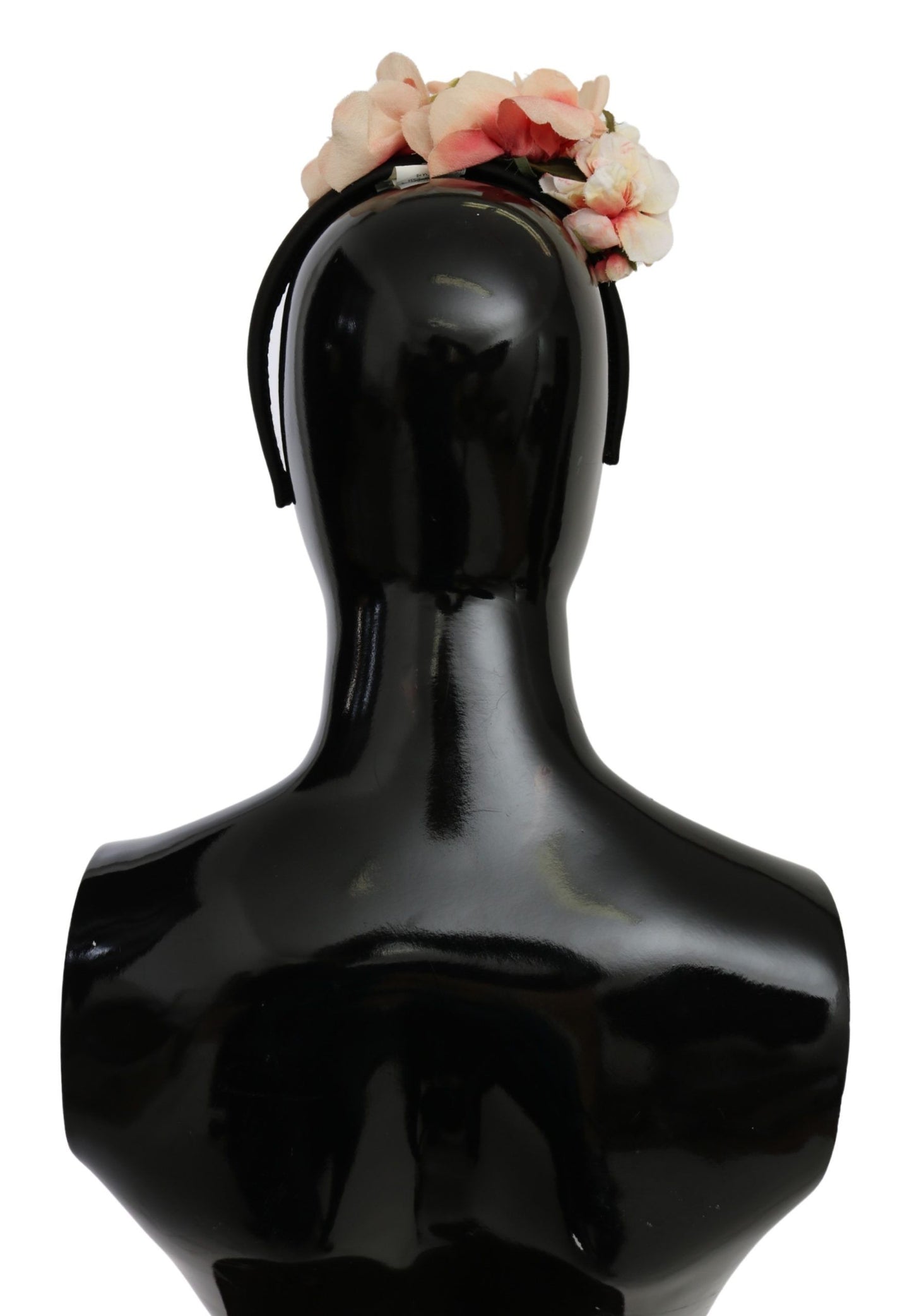 Dolce & Gabbana Pink Silk Black Floral Headband Logo Diadem Curated Luxury Accessories by Orvyn