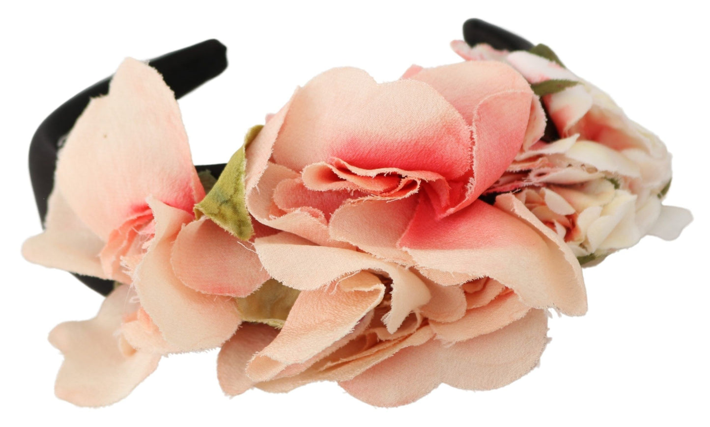 Dolce & Gabbana Pink Silk Black Floral Headband Logo Diadem Curated Luxury Accessories by Orvyn