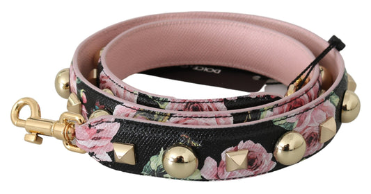 Dolce & Gabbana Pink Floral Leather Stud Accessory Shoulder Strap Curated Luxury Accessories by Orvyn