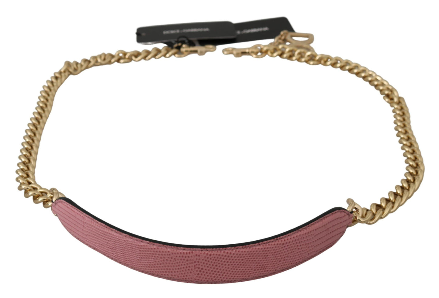 Dolce & Gabbana Pink Leather Gold Chain Accessory Shoulder Strap Curated Luxury Accessories by Orvyn
