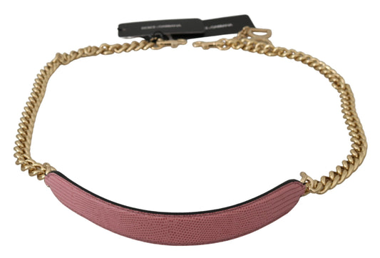 Dolce & Gabbana Pink Leather Gold Chain Accessory Shoulder Strap Curated Luxury Accessories by Orvyn