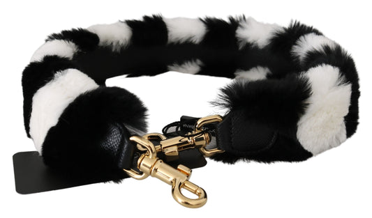 Dolce & Gabbana Black White Lapin Fur Accessory Shoulder Strap Curated Luxury Accessories by Orvyn