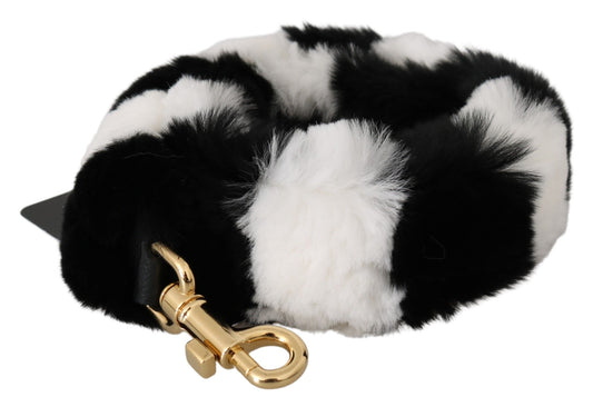 Dolce & Gabbana Black White Lapin Fur Accessory Shoulder Strap Curated Luxury Accessories by Orvyn