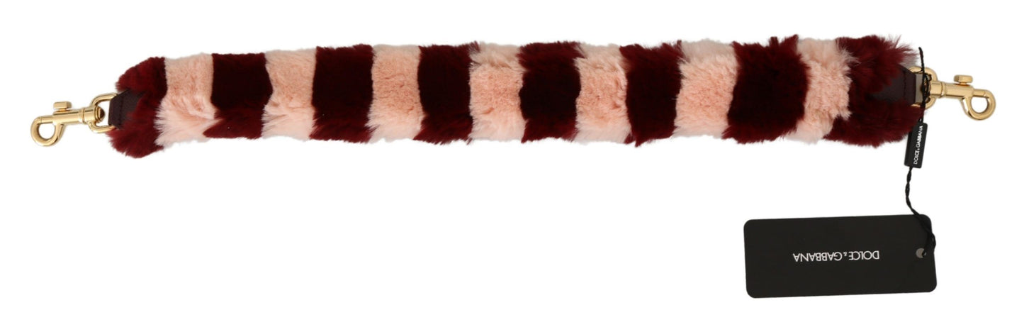 Dolce & Gabbana Pink Red Lapin Fur Accessory Shoulder Strap Curated Luxury Accessories by Orvyn