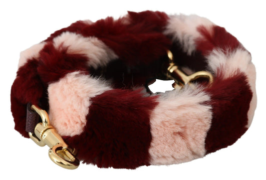 Dolce & Gabbana Pink Red Lapin Fur Accessory Shoulder Strap Curated Luxury Accessories by Orvyn