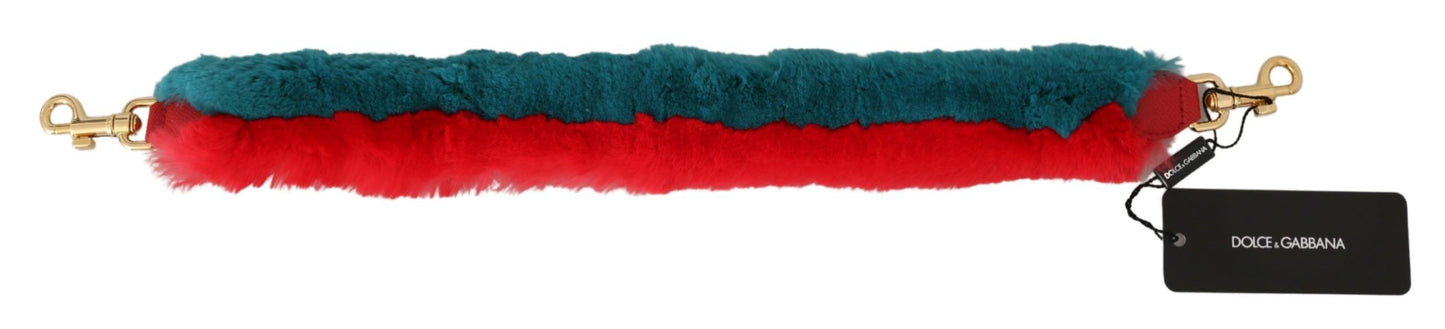 Dolce & Gabbana Red Blue Rabbit Fur Leather Shoulder Strap Curated Luxury Accessories by Orvyn