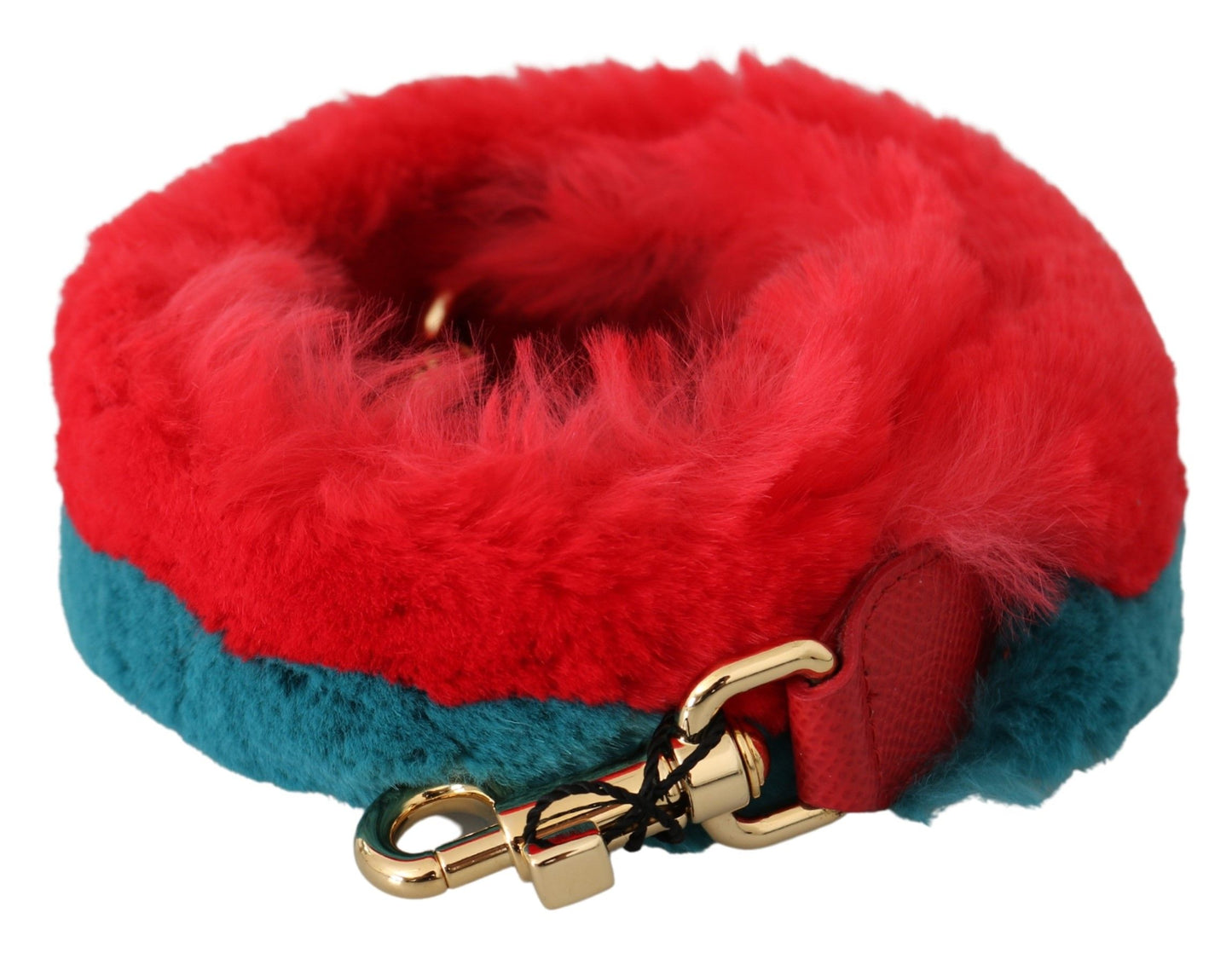 Dolce & Gabbana Red Blue Rabbit Fur Leather Shoulder Strap Curated Luxury Accessories by Orvyn