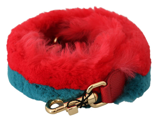 Dolce & Gabbana Red Blue Rabbit Fur Leather Shoulder Strap Curated Luxury Accessories by Orvyn