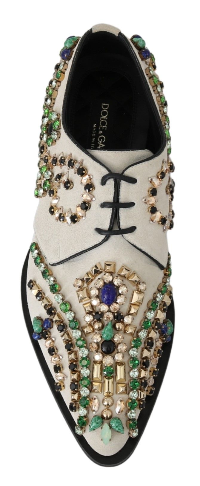 Dolce & Gabbana White Suede Crystal Dress Broque Shoes weiss
