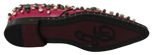 Dolce & Gabbana Pink Leather Crystals Dress Broque Shoes rosa