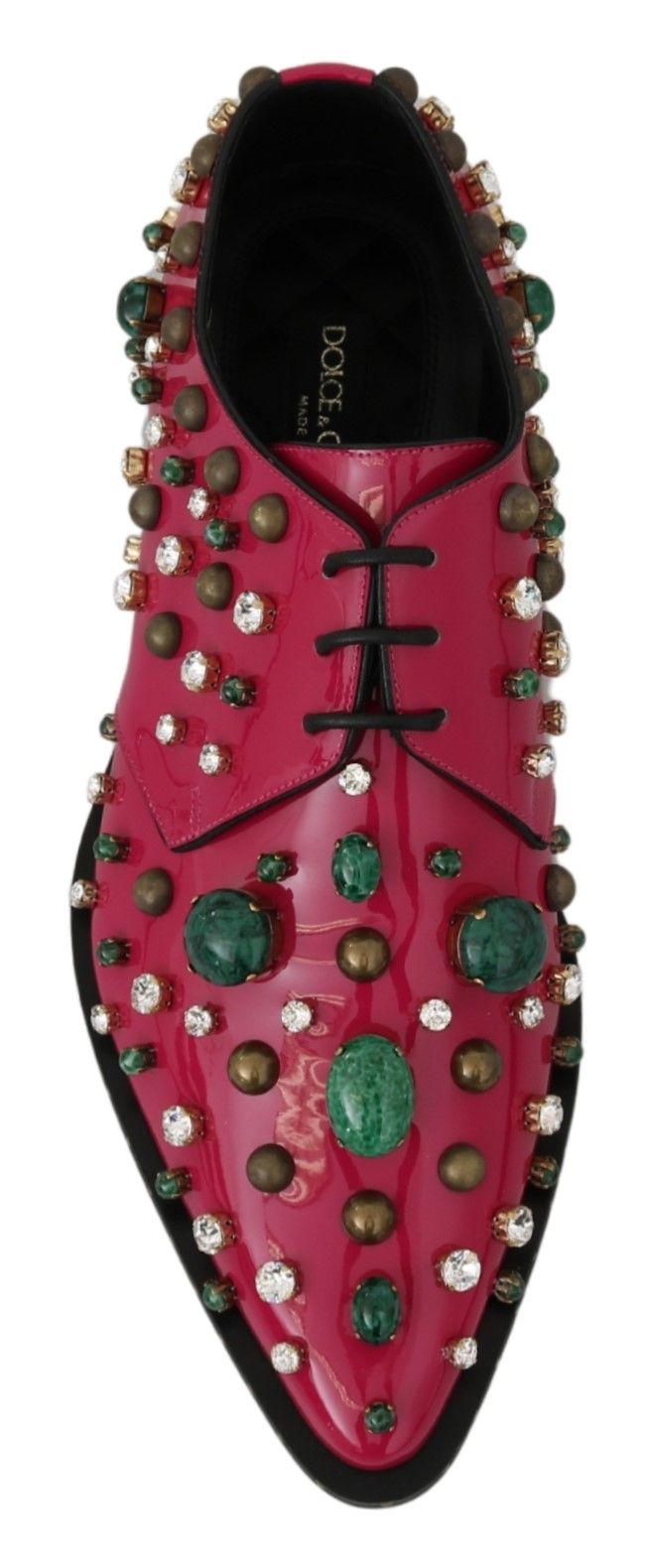 Dolce & Gabbana Pink Leather Crystals Dress Broque Shoes rosa