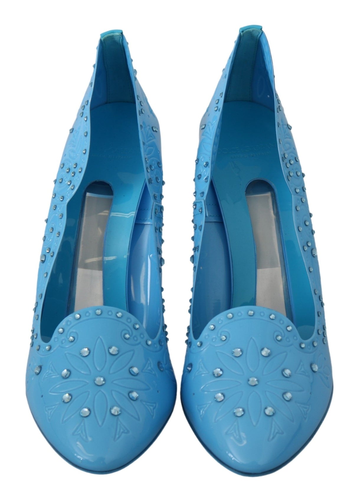 Dolce & Gabbana Blue Crystal Floral CINDERELLA Heels Shoes blau