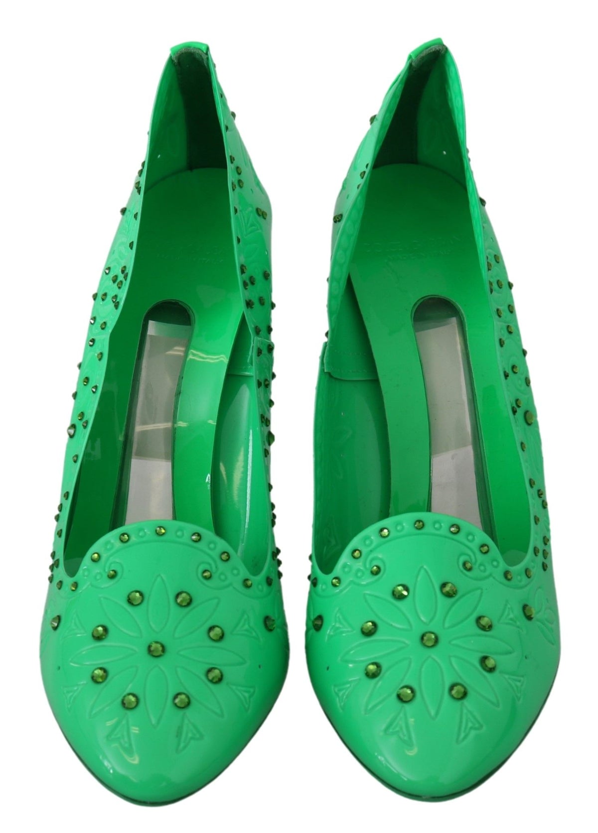 Dolce & Gabbana Green Crystal Floral Heels CINDERELLA Shoes grün
