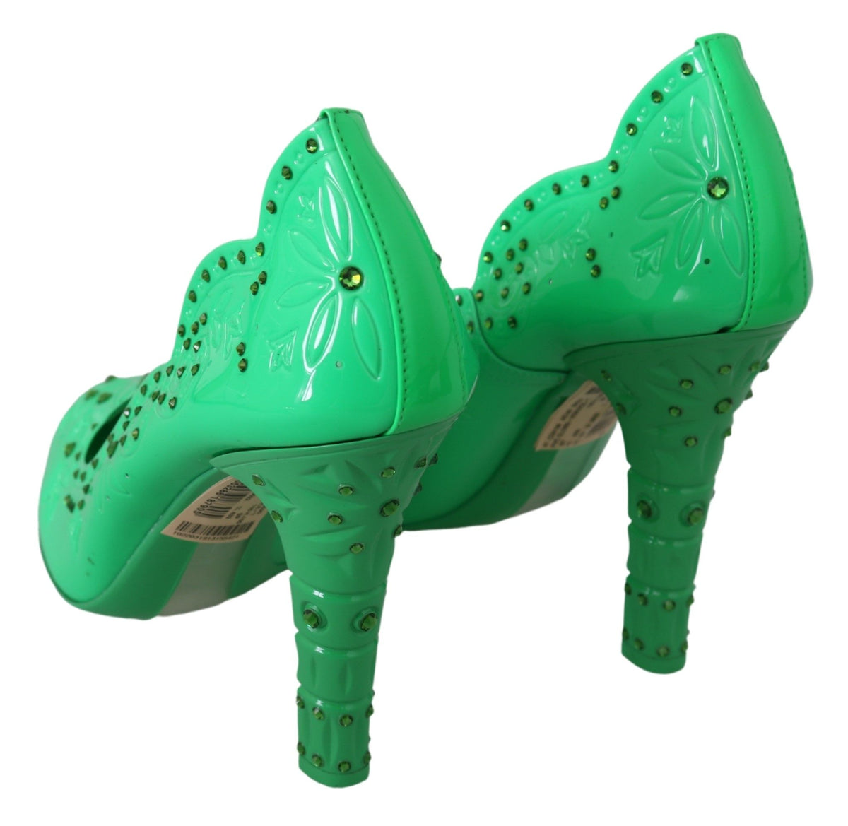 Dolce & Gabbana Green Crystal Floral Heels CINDERELLA Shoes grün