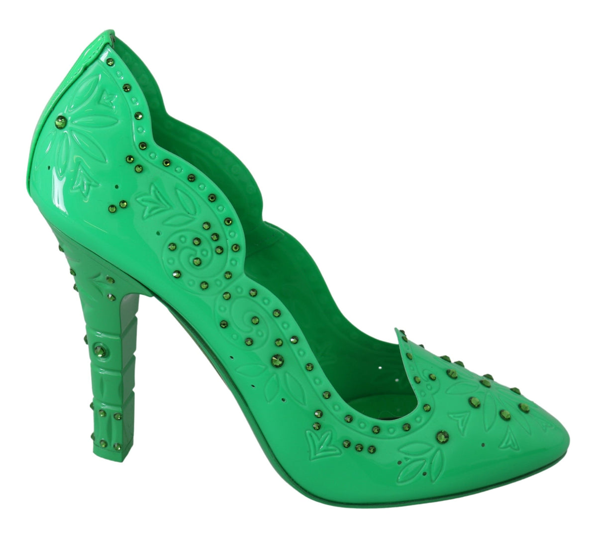 Dolce & Gabbana Green Crystal Floral Heels CINDERELLA Shoes grün