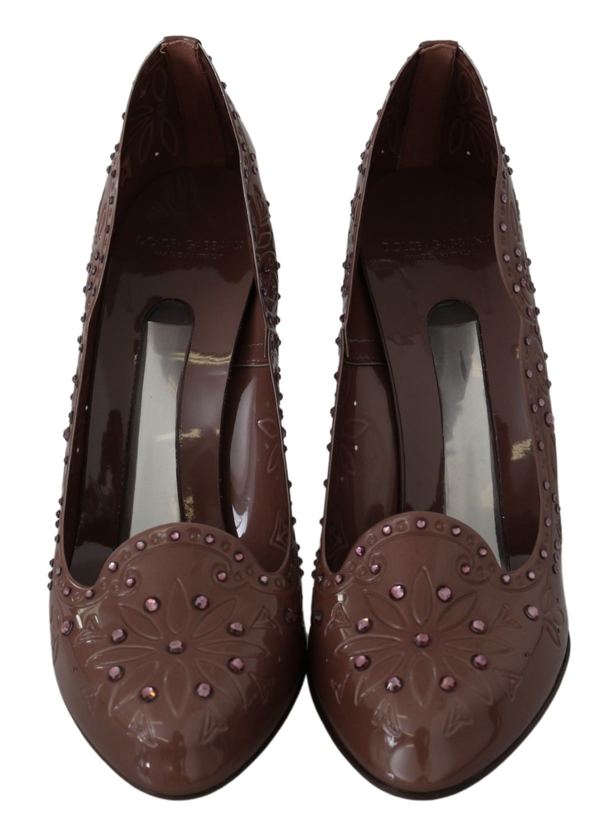 Dolce & Gabbana Brown Floral Crystal Heels CINDERELLA Shoes braun