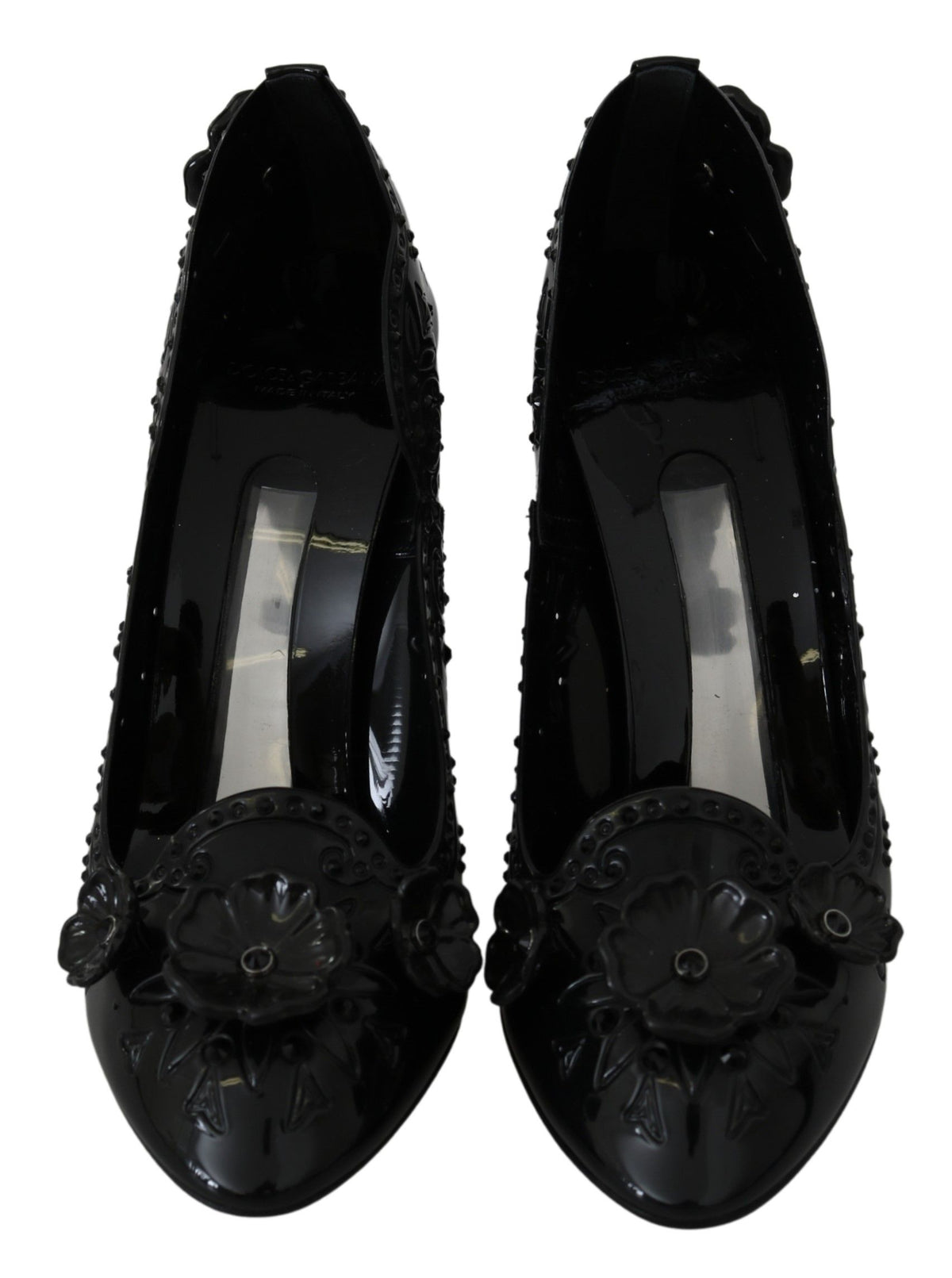 Dolce & Gabbana Black Floral Crystal CINDERELLA Heels Shoes schwarz