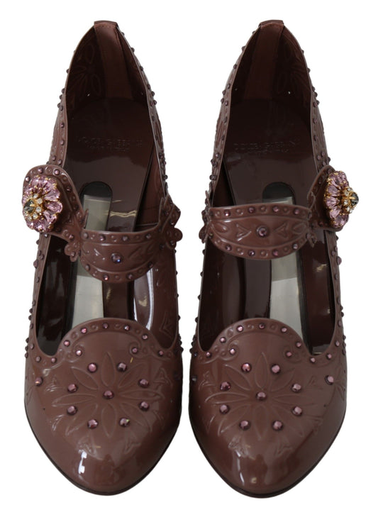 Dolce & Gabbana Brown Floral Crystal CINDERELLA Heels Shoes braun