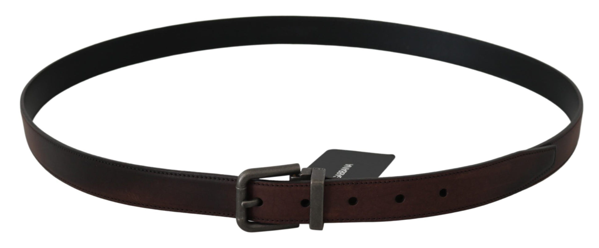 Dolce & Gabbana Solid Brown Leather Gray Buckle Belt braun